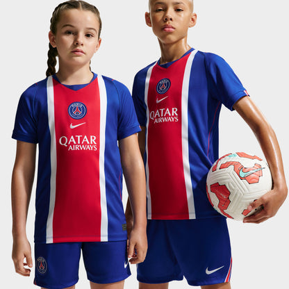 Nike Juniors PSG Maillot Domicile Manches Courtes Bleu Roi / Blanc - Rouge Universitaire