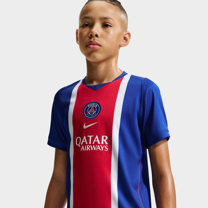 Nike Juniors PSG Maillot Domicile Manches Courtes Bleu Roi / Blanc - Rouge Universitaire