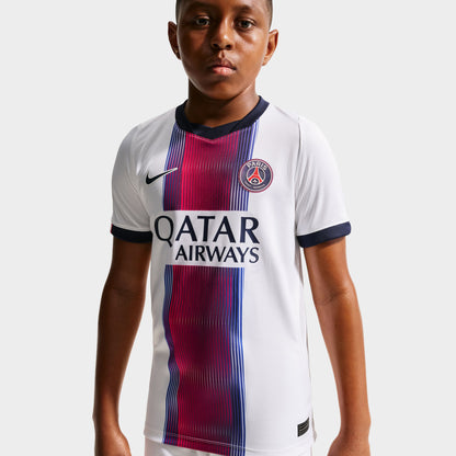 Nike Juniors' PSG Away Short Sleeve Jersey White / College Navy - Global Red