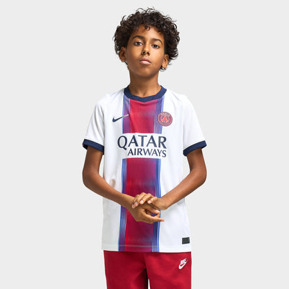 Nike Juniors' PSG Away Short Sleeve Jersey White / College Navy - Global Red