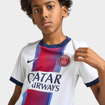 Nike Juniors' PSG Away Short Sleeve Jersey White / College Navy - Global Red