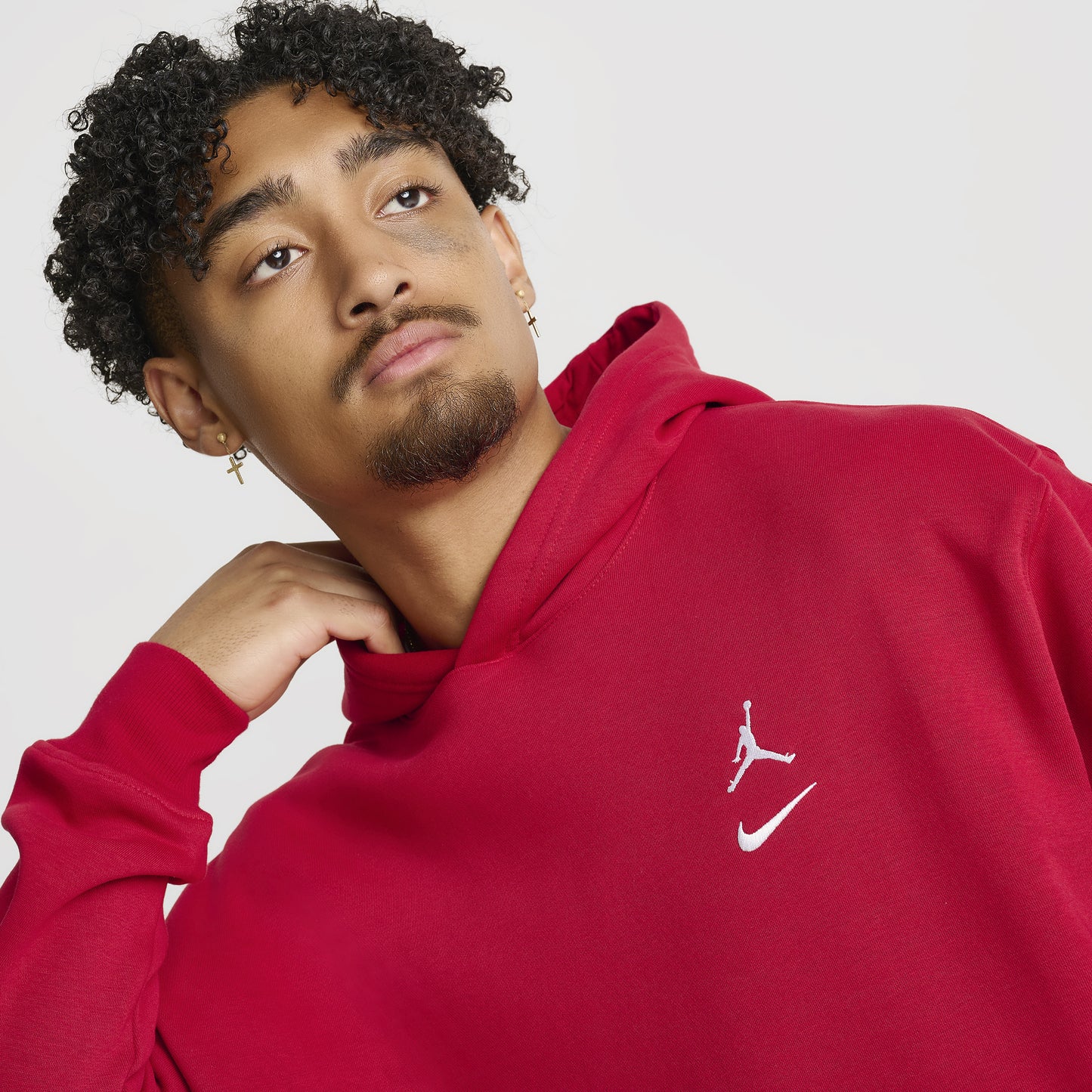 Jordan Brooklyn Varsity Fleece Pullover Hoodie Gym Red / White