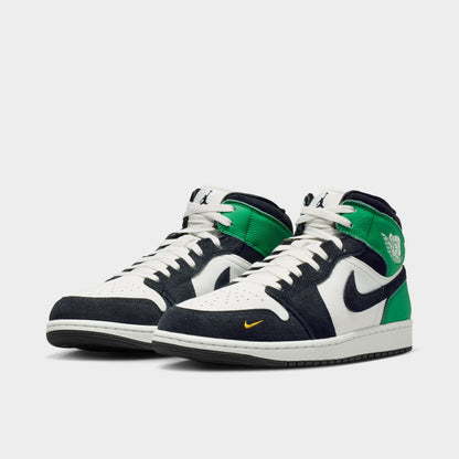 Jordan 1 Mid SE Summit White / Black - Lucky Green