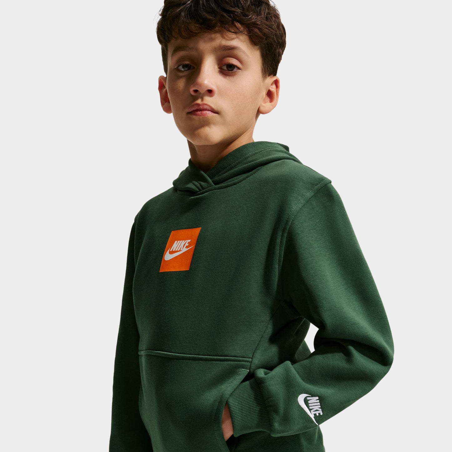 Nike Junior Garçon Chandail à Capuchon en Molleton / Vert Foncé