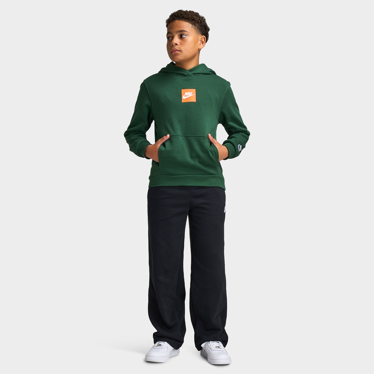 Nike Junior Garçon Chandail à Capuchon en Molleton / Vert Foncé