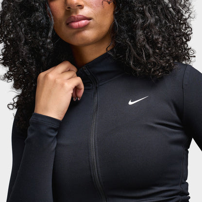 Nike One Femmes Veste ajustée Dri Fit Fullzip Noir / Blanc