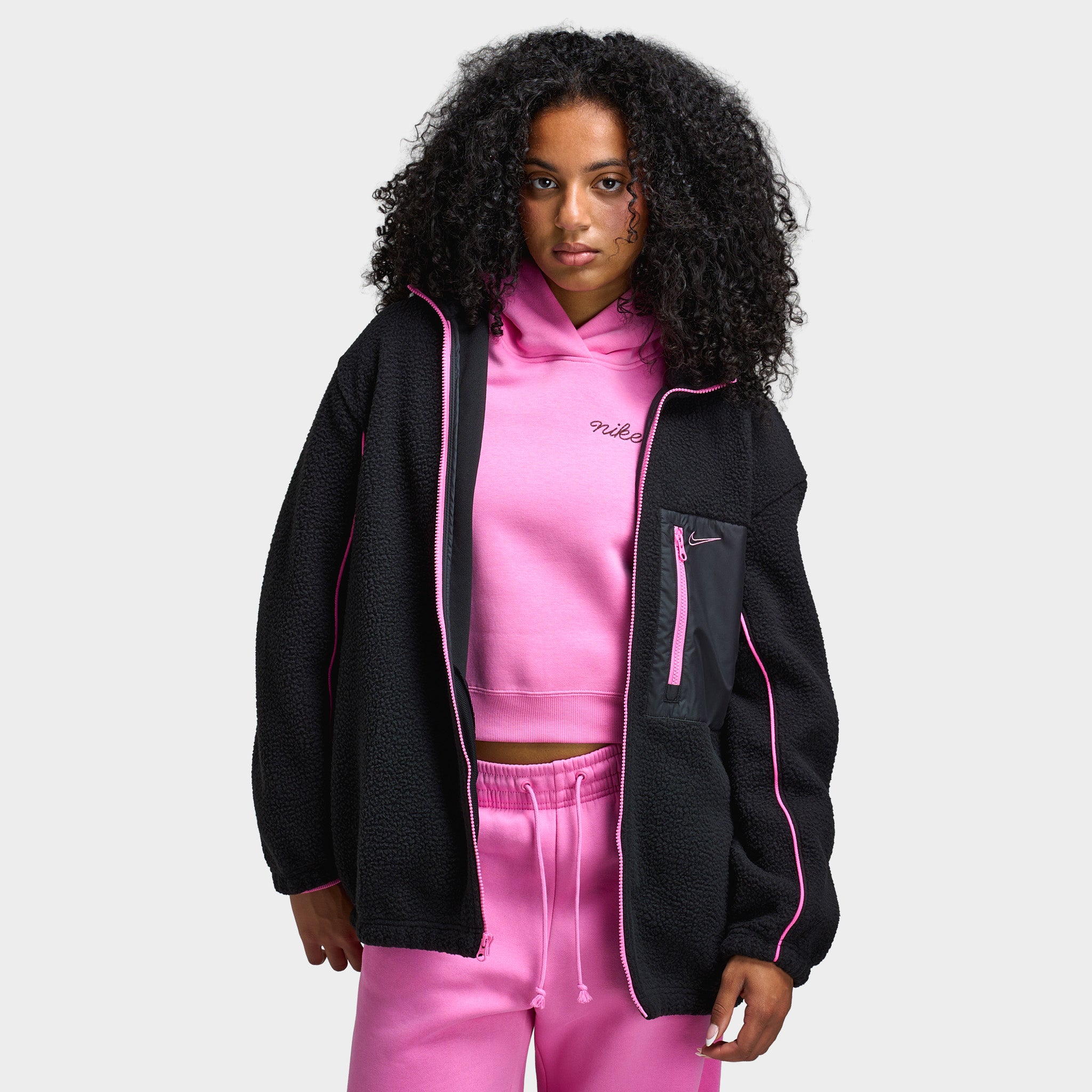Nike Sportswear Women's Sherpa Full Zip Jacket Black / Playful