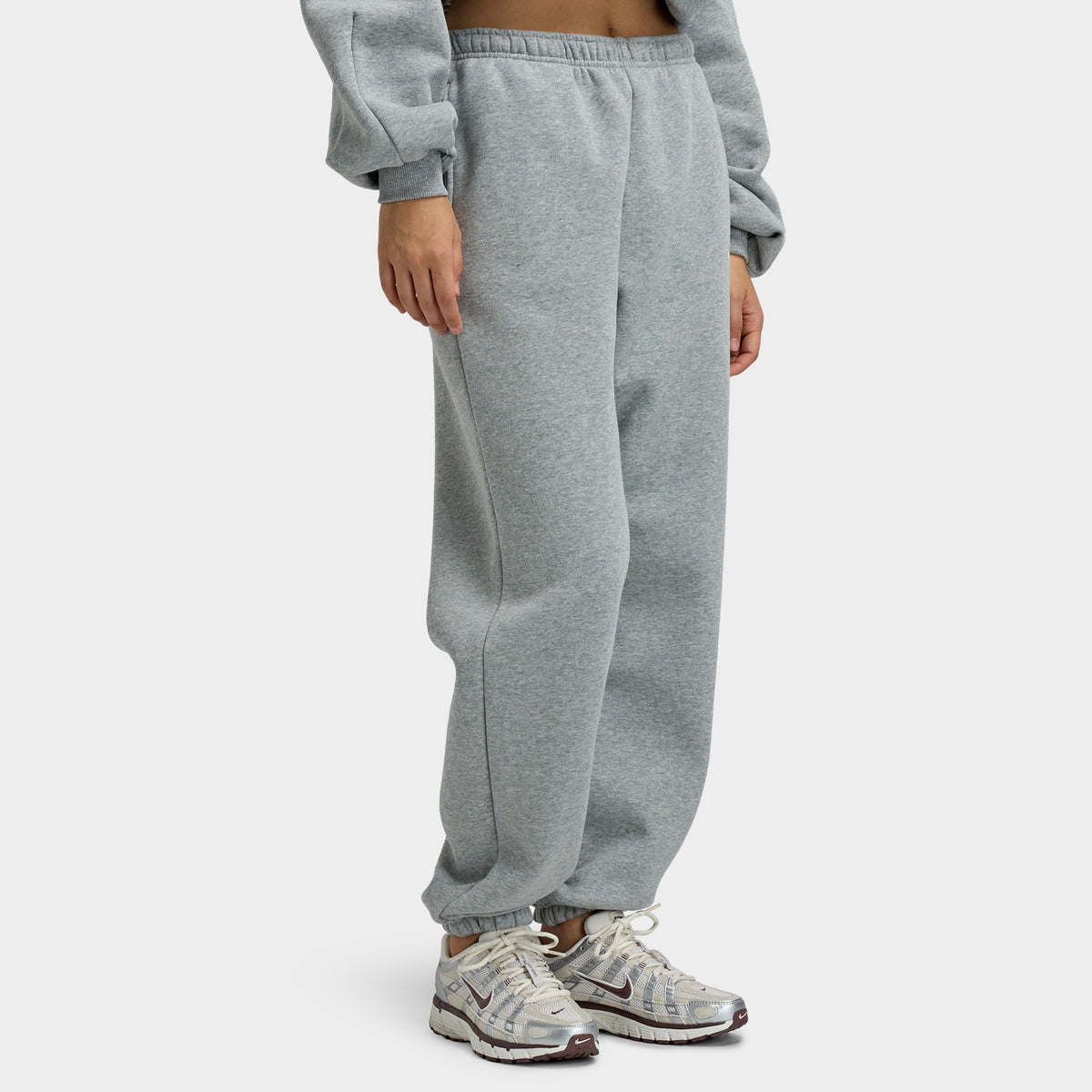 Nike Femme Studio Polaire Pantalon à revers taille haute surdimensionné à revers Gris chiné foncé / Voile