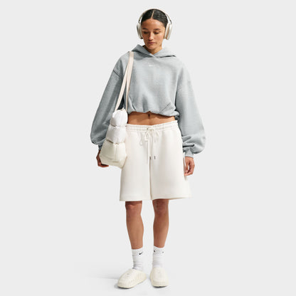 Nike Femme Studio Chandail à capuche Court Surdimensionné Polaire Mi-épais Gris foncé chiné / Voile