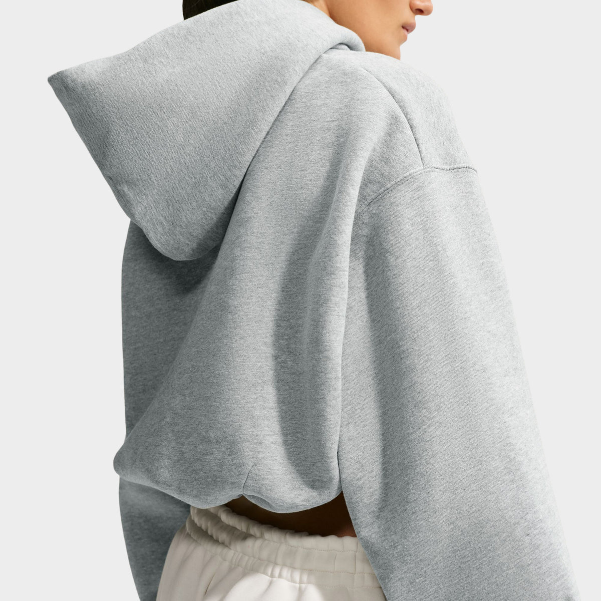 Nike Femme Studio Chandail à capuche Court Surdimensionné Polaire Mi-épais Gris foncé chiné / Voile
