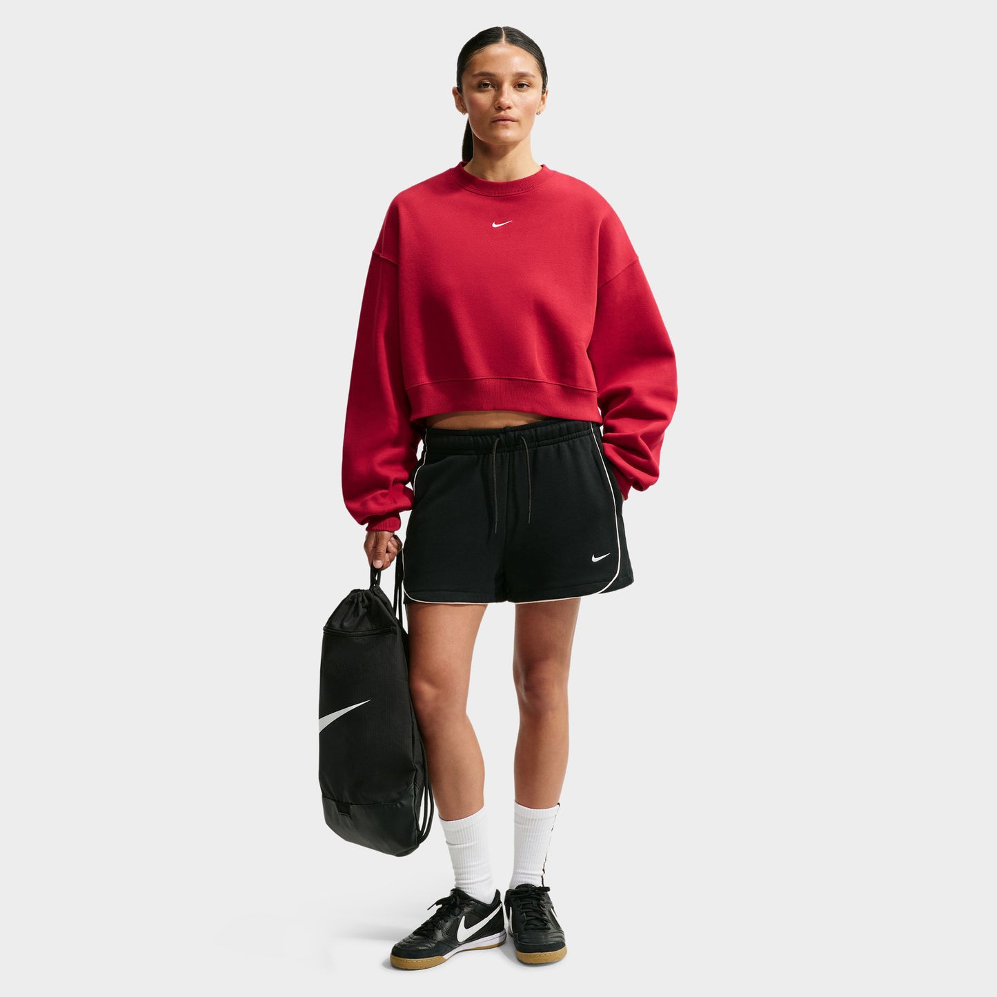 Nike Women's Studio Fleece Cropped Crew Sweatshirt / Tough Red