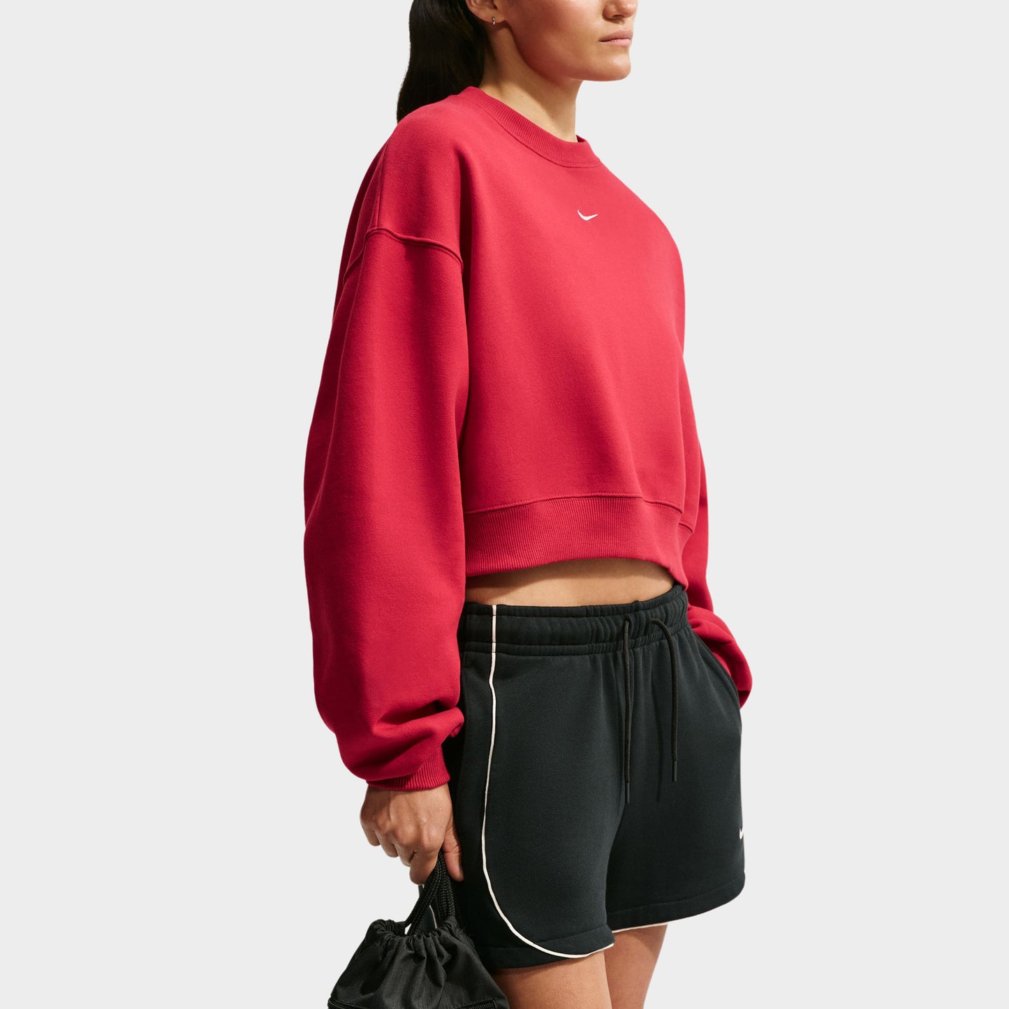 Nike Women's Studio Fleece Cropped Crew Sweatshirt / Tough Red