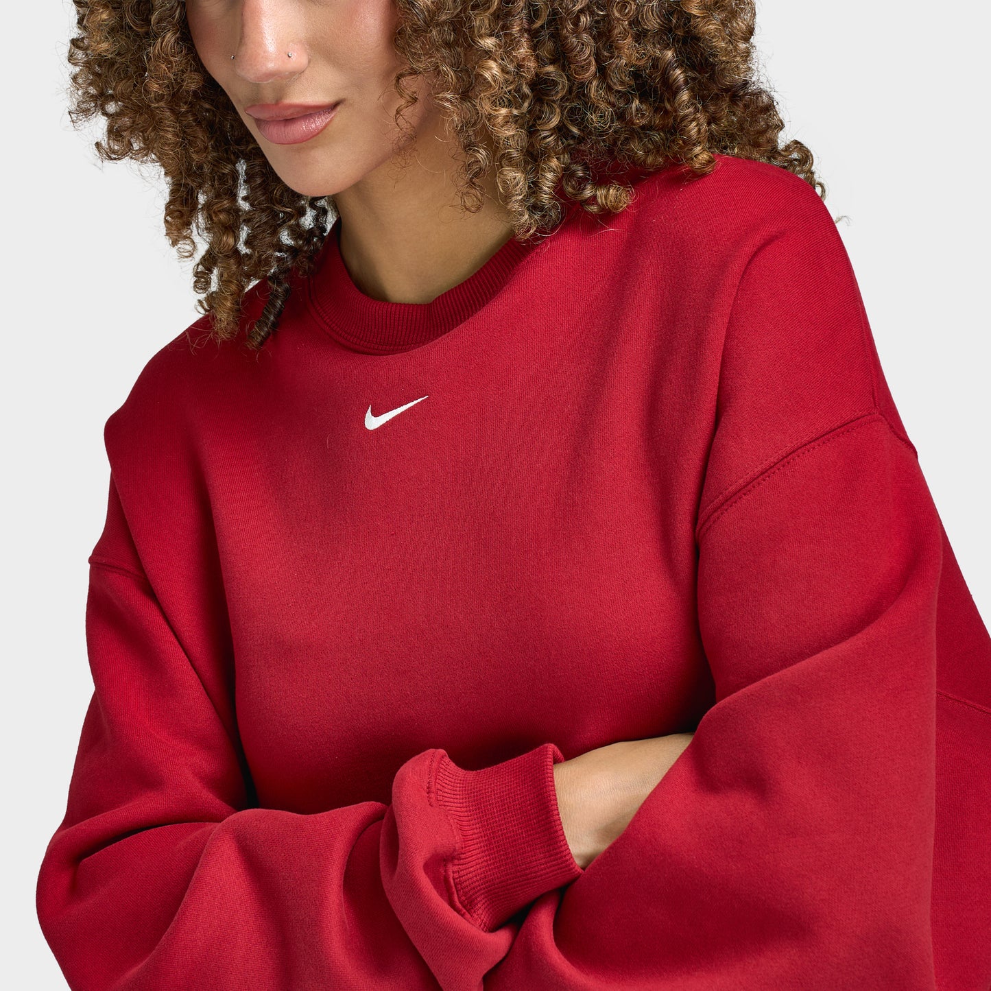 Nike Women's Studio Fleece Cropped Crew Sweatshirt / Tough Red