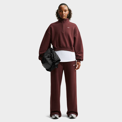 Nike Woman Studio Fleece Midweight Oversized Cropped Quarter Zip Mystic Dates / Voile