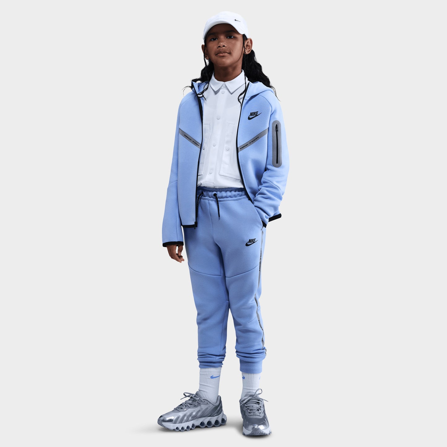 Nike Sportswear Tech Fleece entièrement zippé pour enfants Aluminium réfléchissant/noir