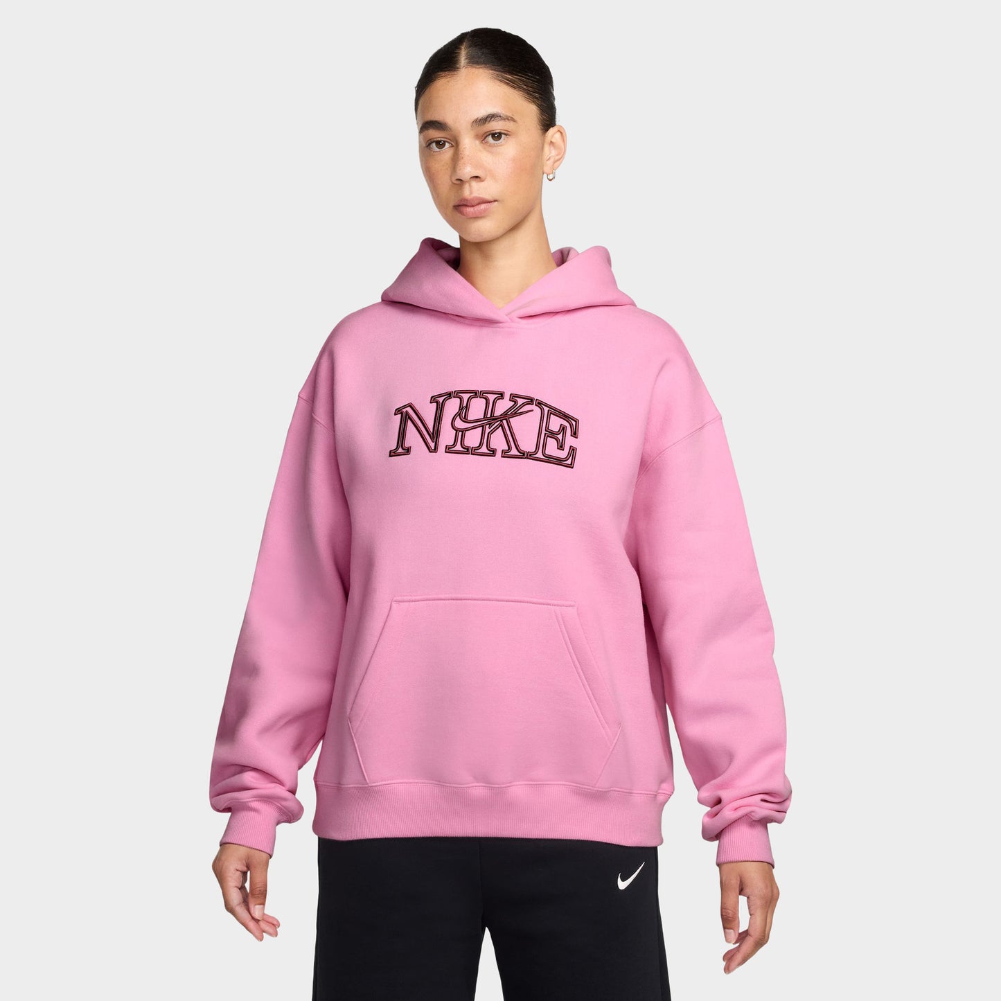 Nike Femmes Studio Chandail à capuche Surdimensionné Rose Monté / Rose Fumé