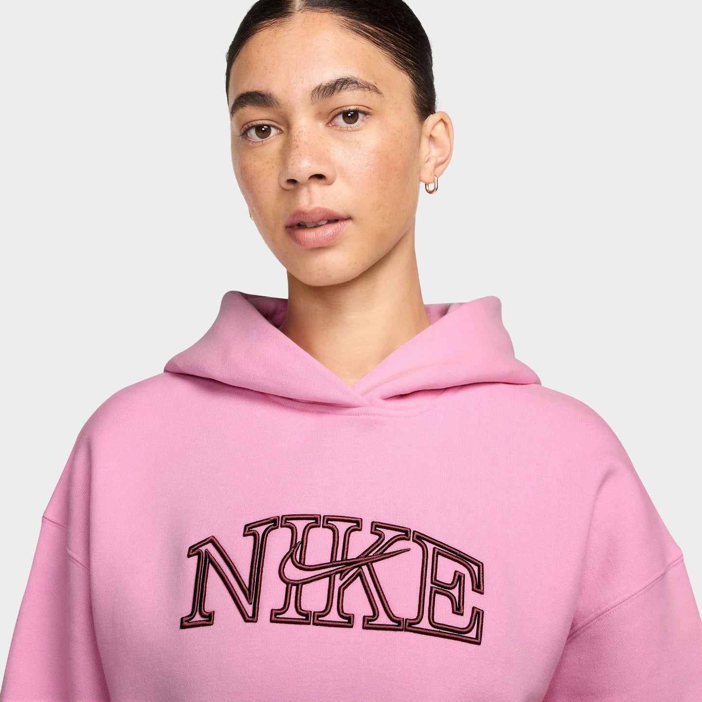 Nike Femmes Studio Chandail à capuche Surdimensionné Rose Monté / Rose Fumé