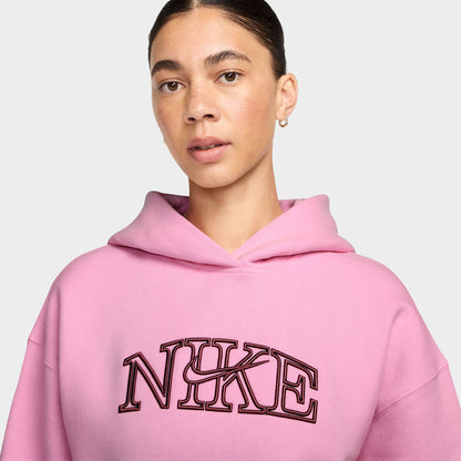 Nike Femmes Studio Chandail à capuche Surdimensionné Rose Monté / Rose Fumé
