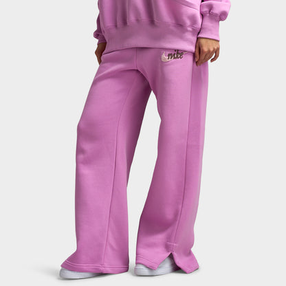 Nike Sportswear Women's Highrise Logo Wide Leg Pant Light Magenta / Pink Foam