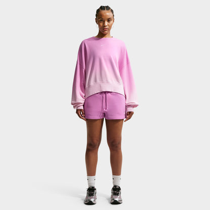 Nike Sportswear Femmes Phoenix Fleece Chandail à col rond surdimensionné teinté Rose Mousse / Magenta Clair