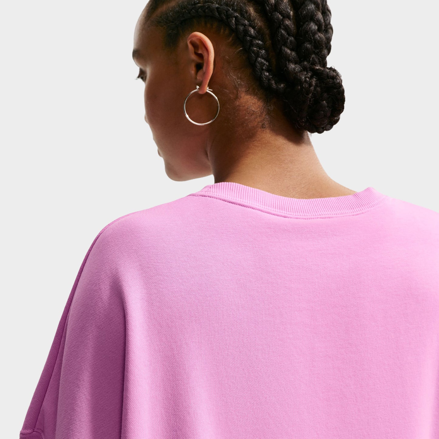 Nike Sportswear Femmes Phoenix Fleece Chandail à col rond surdimensionné teinté Rose Mousse / Magenta Clair
