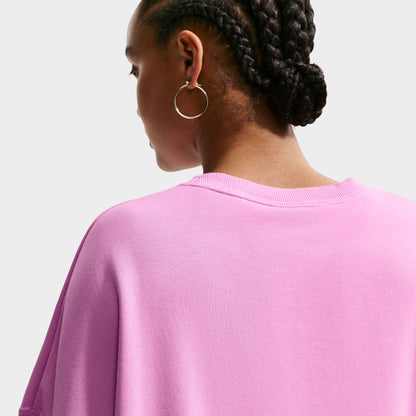 Nike Sportswear Femmes Phoenix Fleece Chandail à col rond surdimensionné teinté Rose Mousse / Magenta Clair