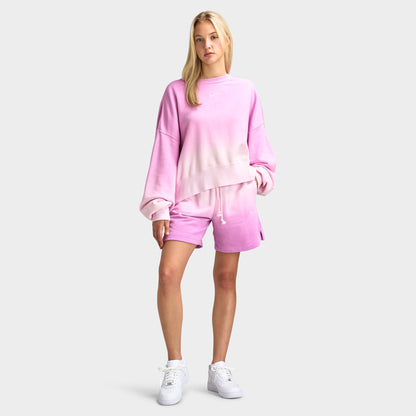 Nike Sportswear Femmes Phoenix Fleece Chandail à col rond surdimensionné teinté Rose Mousse / Magenta Clair