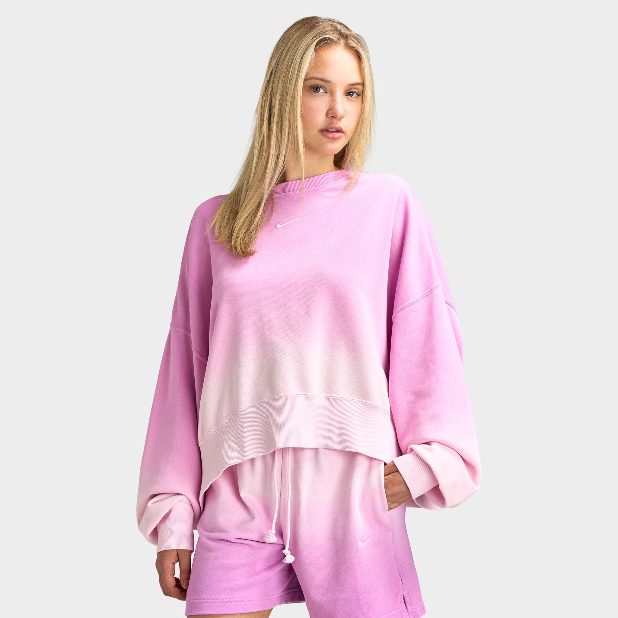 Nike Sportswear Women's Phoenix Fleece Oversized Dip Dye Crew Pink