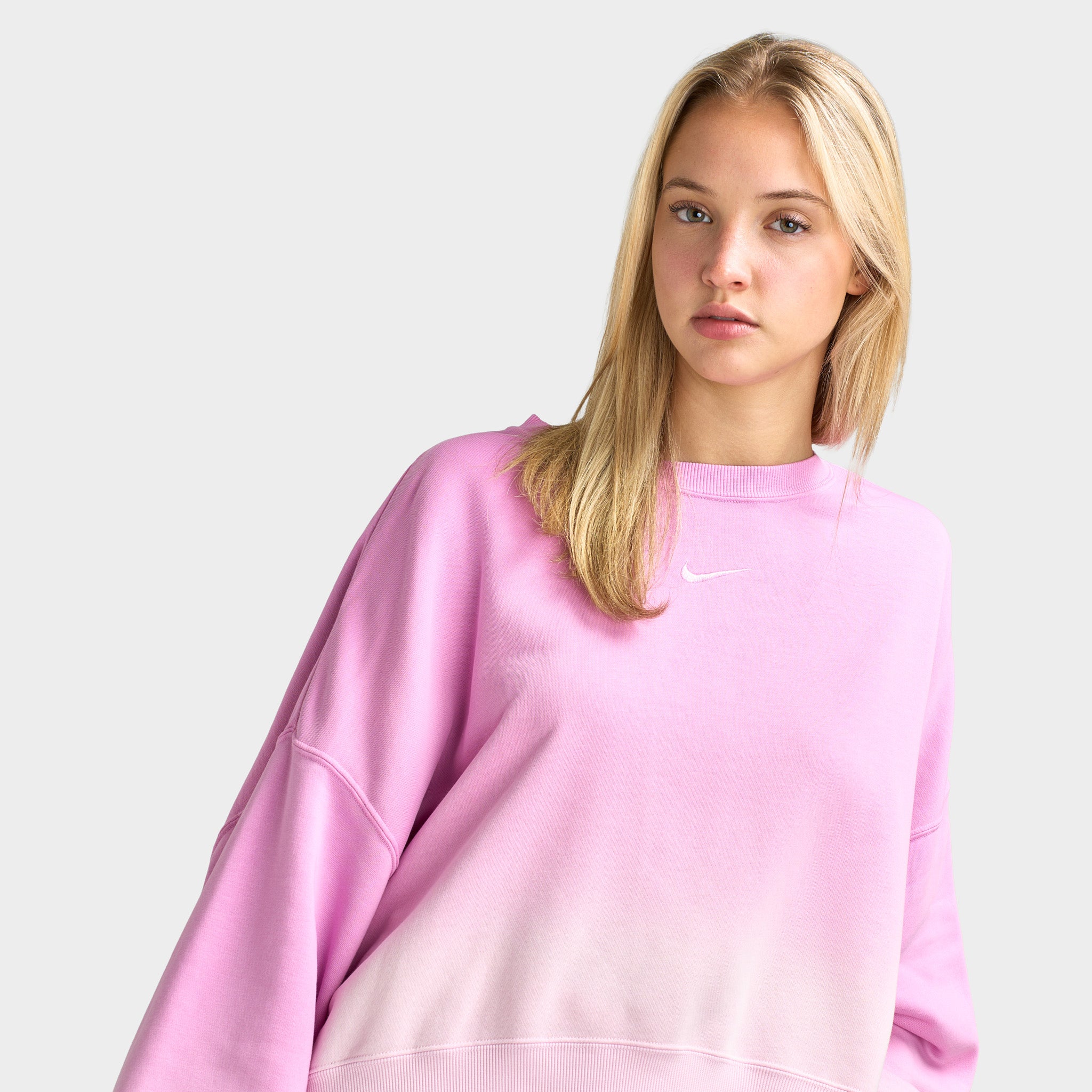 Nike Sportswear Women's Phoenix Fleece Oversized Dip Dye Crew Pink