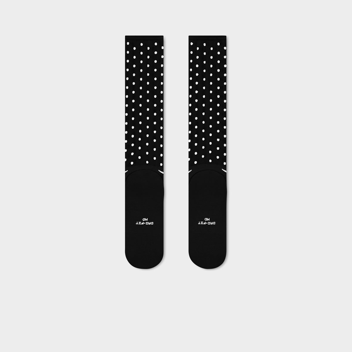 Nike Elevated Sheer Socks (1-Pair). Back view of football grey sheer crew socks with dotted panels and tonal Nike Swoosh logos.