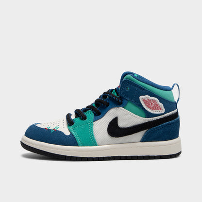 Jordan 1 Mid SE PS Craie / Rouge Universitaire - Véritable Bleu