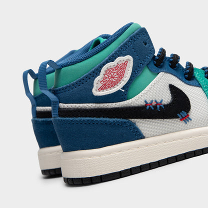 Jordan 1 Mid SE PS Craie / Rouge Universitaire - Véritable Bleu
