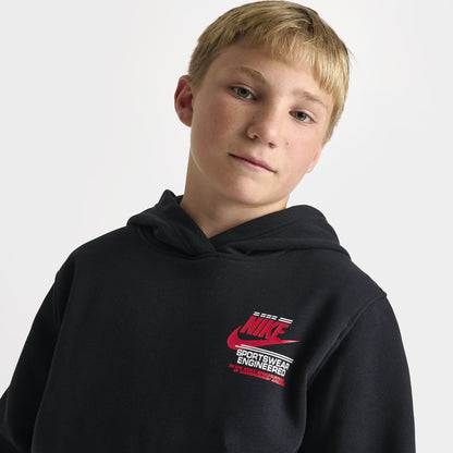 Nike Sportswear Chandail à capuchon en molleton graphique pour enfants / Noir