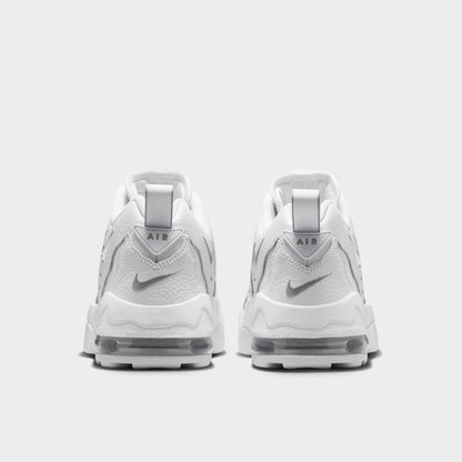Nike Air DT Max '96 Low. Rear view of white and metallic silver sneakers with padded heel panels and layered soles.