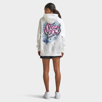 Nike Sportswear Women's Phoenix Fleece Oversized Airbush Hoodie /  White / Lapis