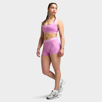 Short Nike Pro 365 Femmes Taille Mi-haute 3 pouces Magenta Clair / Blanc