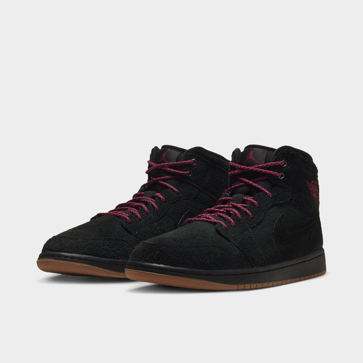 Jordan 1 Mid SE pour hommes Noir / Rouge Équipe-Gomme Brun Moyen
