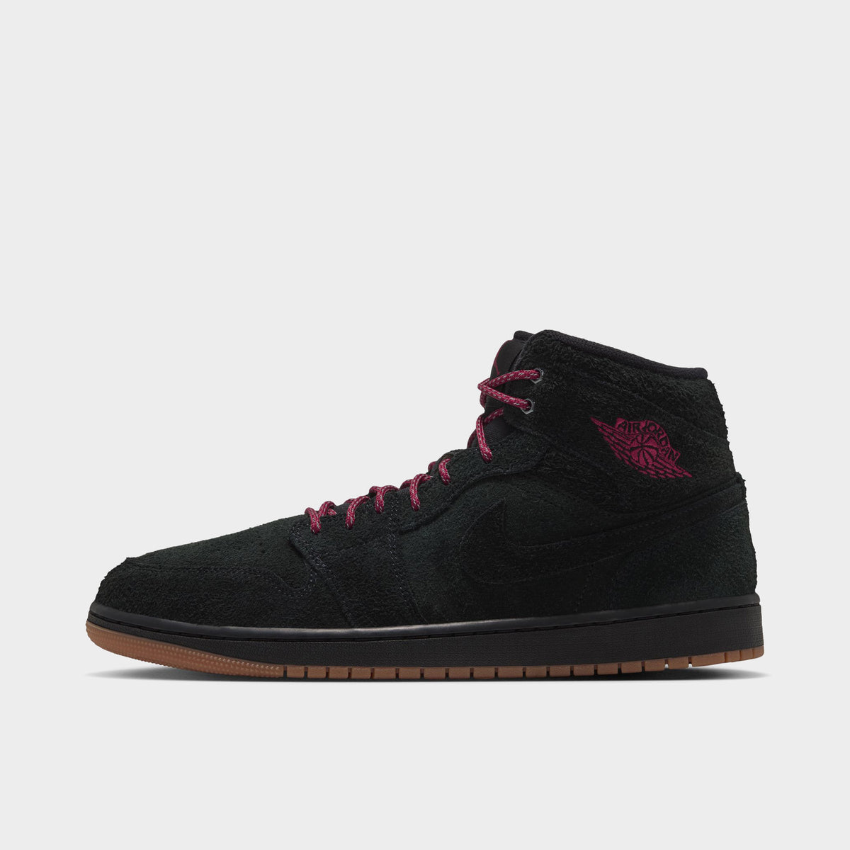 Jordan 1 Mid SE pour hommes Noir / Rouge Équipe-Gomme Brun Moyen