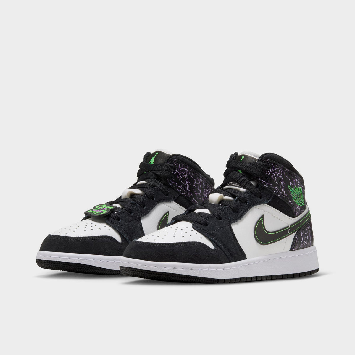 Jordan 1 Mid SE GS Noir / Vert Criard - Blanc Sommet