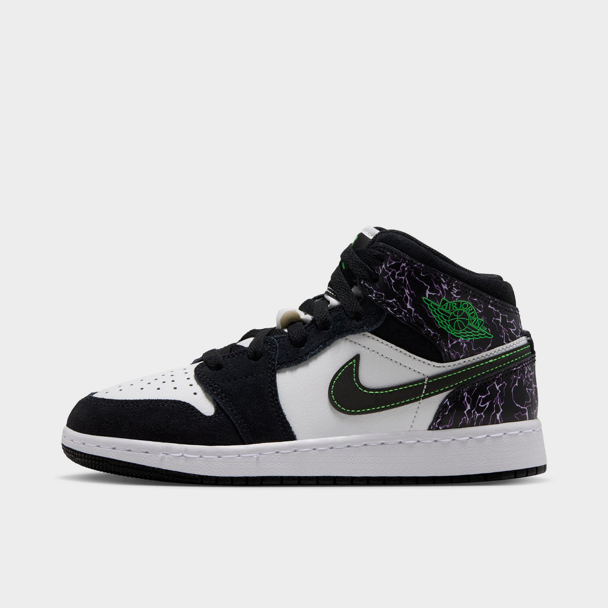 Jordan 1 Mid SE GS Noir / Vert Criard - Blanc Sommet