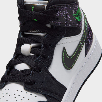 Jordan 1 Mid SE GS Noir / Vert Criard - Blanc Sommet