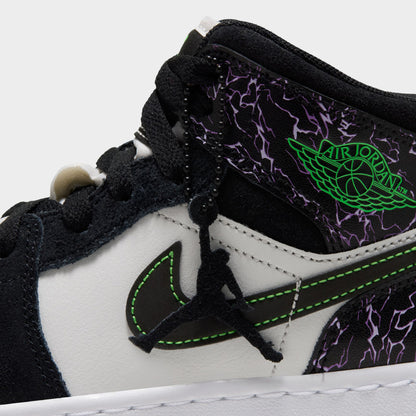 Jordan 1 Mid SE GS Noir / Vert Criard - Blanc Sommet