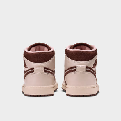 Jordan AJ 1 Mid Femme Cacao Wow / Blanc Perle - Rose Rouille