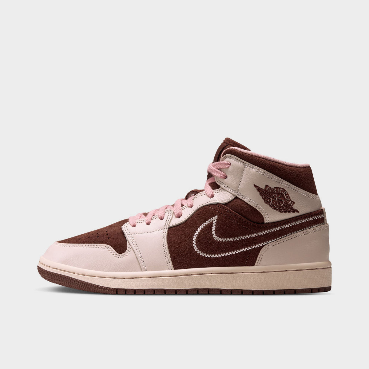 Jordan AJ 1 Mid Femme Cacao Wow / Blanc Perle - Rose Rouille