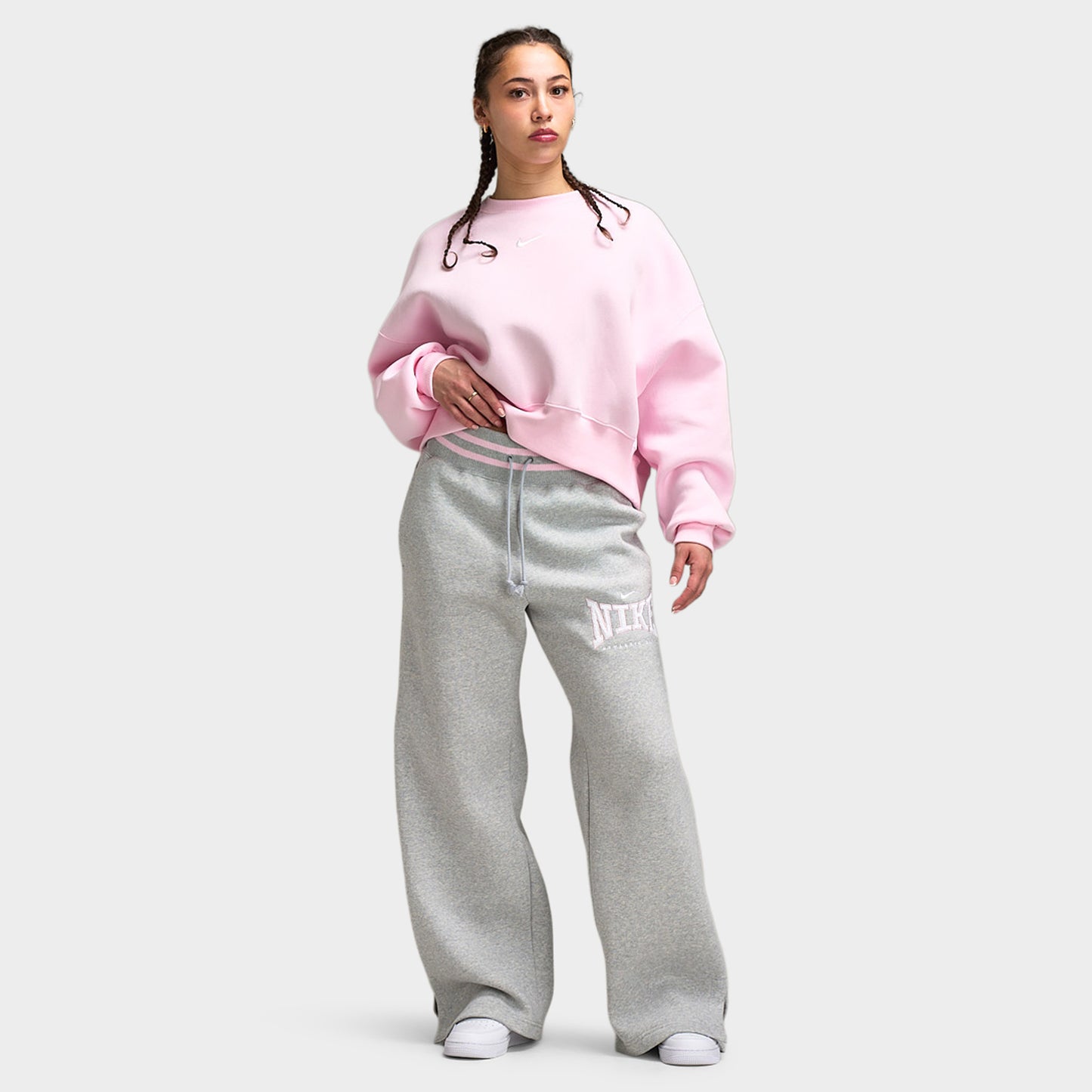 Nike Sportswear Femmes Phoenix Fleece Pantalon Taille haute à Jambes Larges / Platine pur