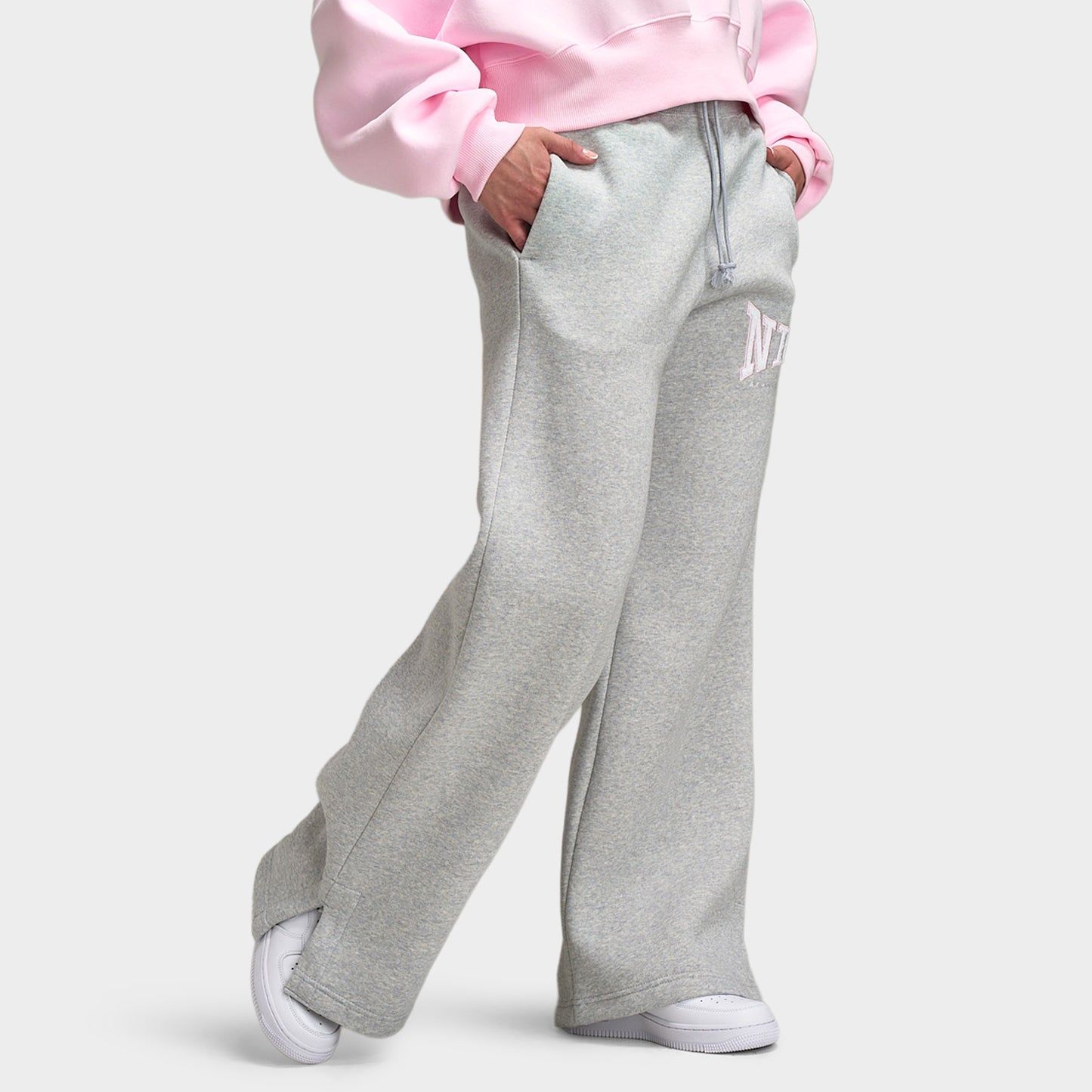 Nike Sportswear Femmes Phoenix Fleece Pantalon Taille haute à Jambes Larges / Platine pur