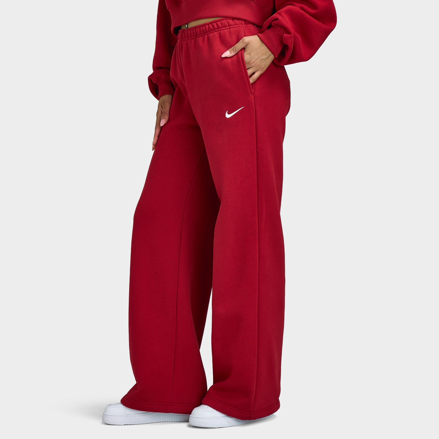 Nike Women's Studio Fleece Wide Leg Pants / Tough Red
