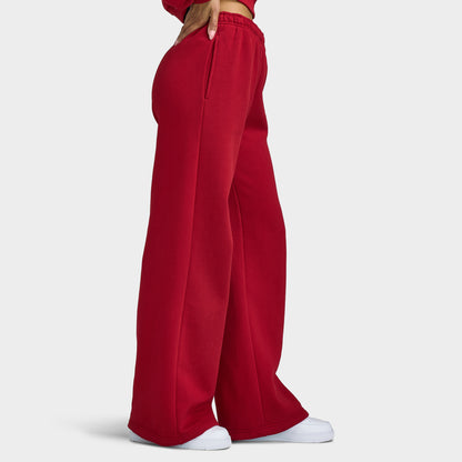 Nike Women's Studio Fleece Wide Leg Pants / Tough Red