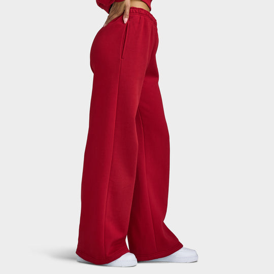 Nike Women's Studio Fleece Wide Leg Pants / Tough Red