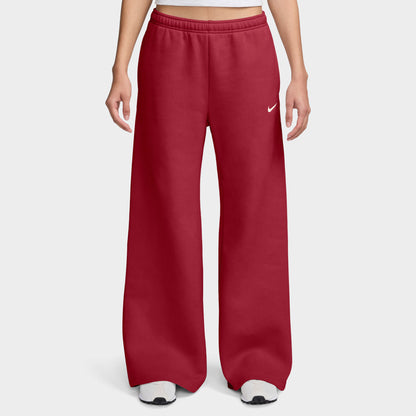 Nike Femmes Studio Polaire Pantalon large / Rouge Vif